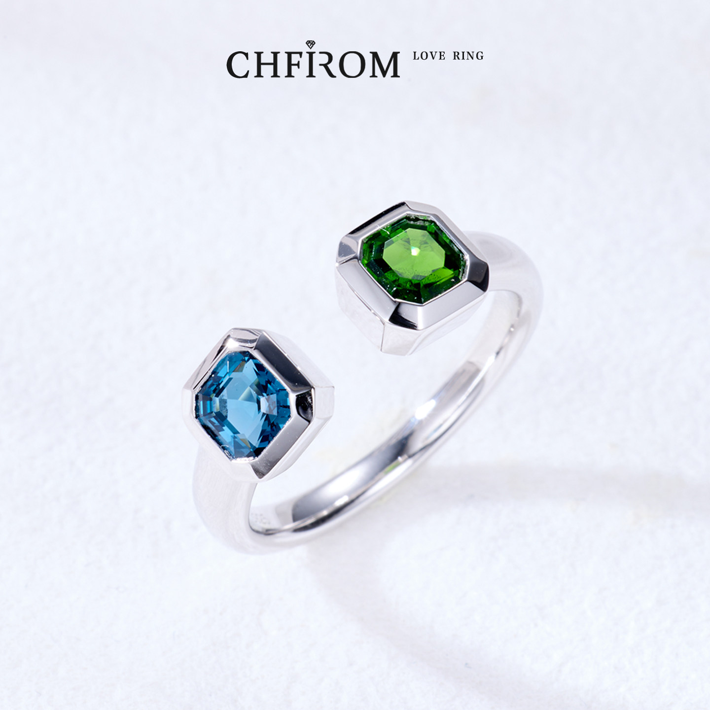 双石款开口戒指 S925纯银天然托帕石透辉石指环 中性设计简约高级,饰品/流行首饰/时尚饰品新,银饰戒指,淘宝优惠券,粉丝福利购,淘宝优惠卷