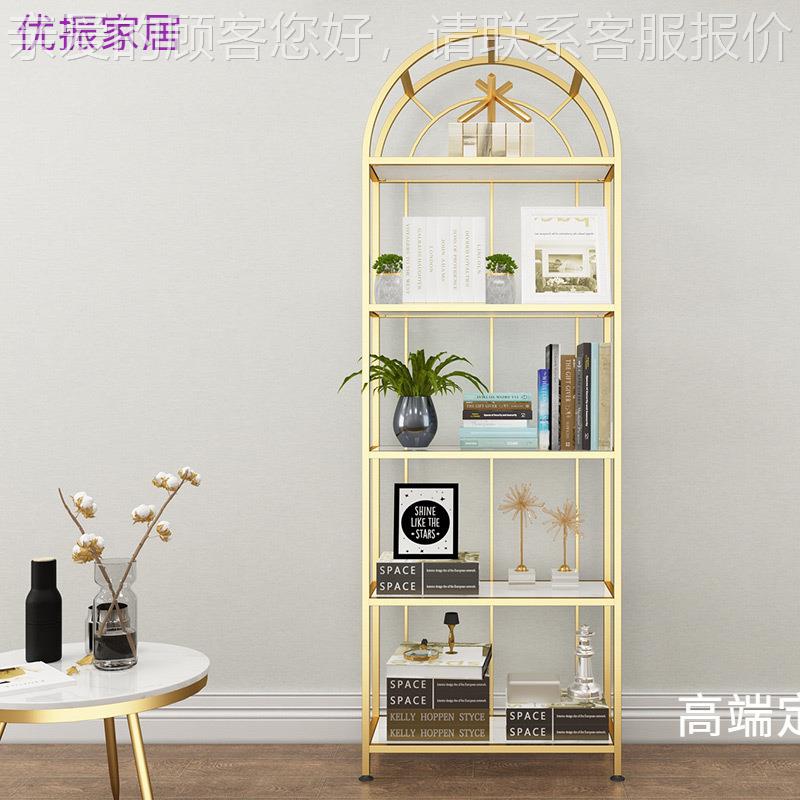 北欧简物63999落地多层卧室铁艺书架创意大理石约架金色装饰置收图片
