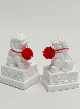 石狮子小摆件一对镇宅看门石雕