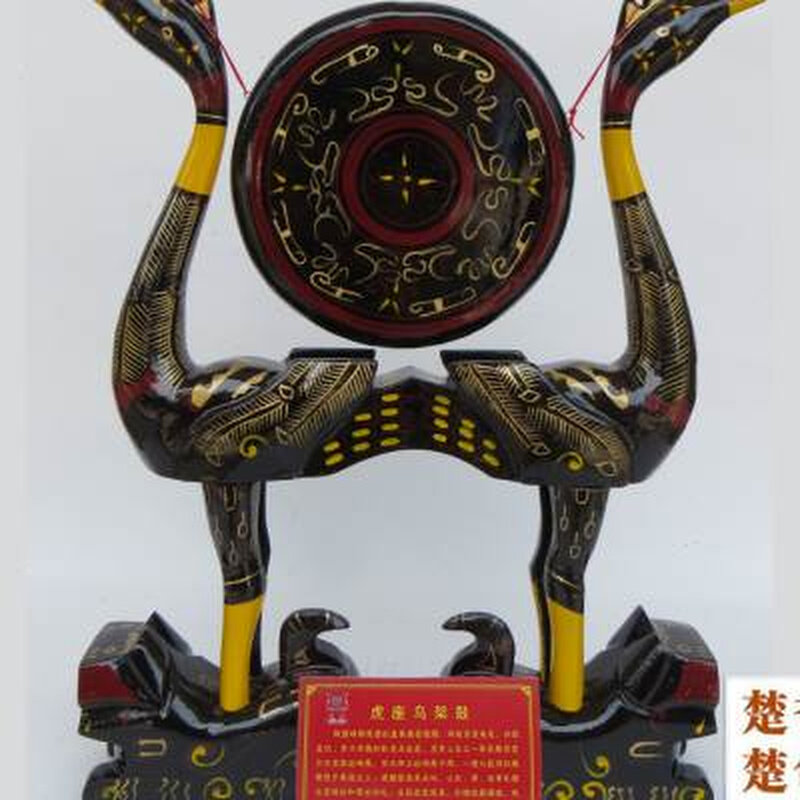 荆楚文化漆器工艺虎座鸟架鼓中号 商务礼品送外宾 荆州特色礼品
