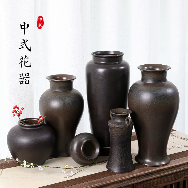 新中式花瓶花器中华花艺标准插花器景德镇陶瓷复古插花器皿