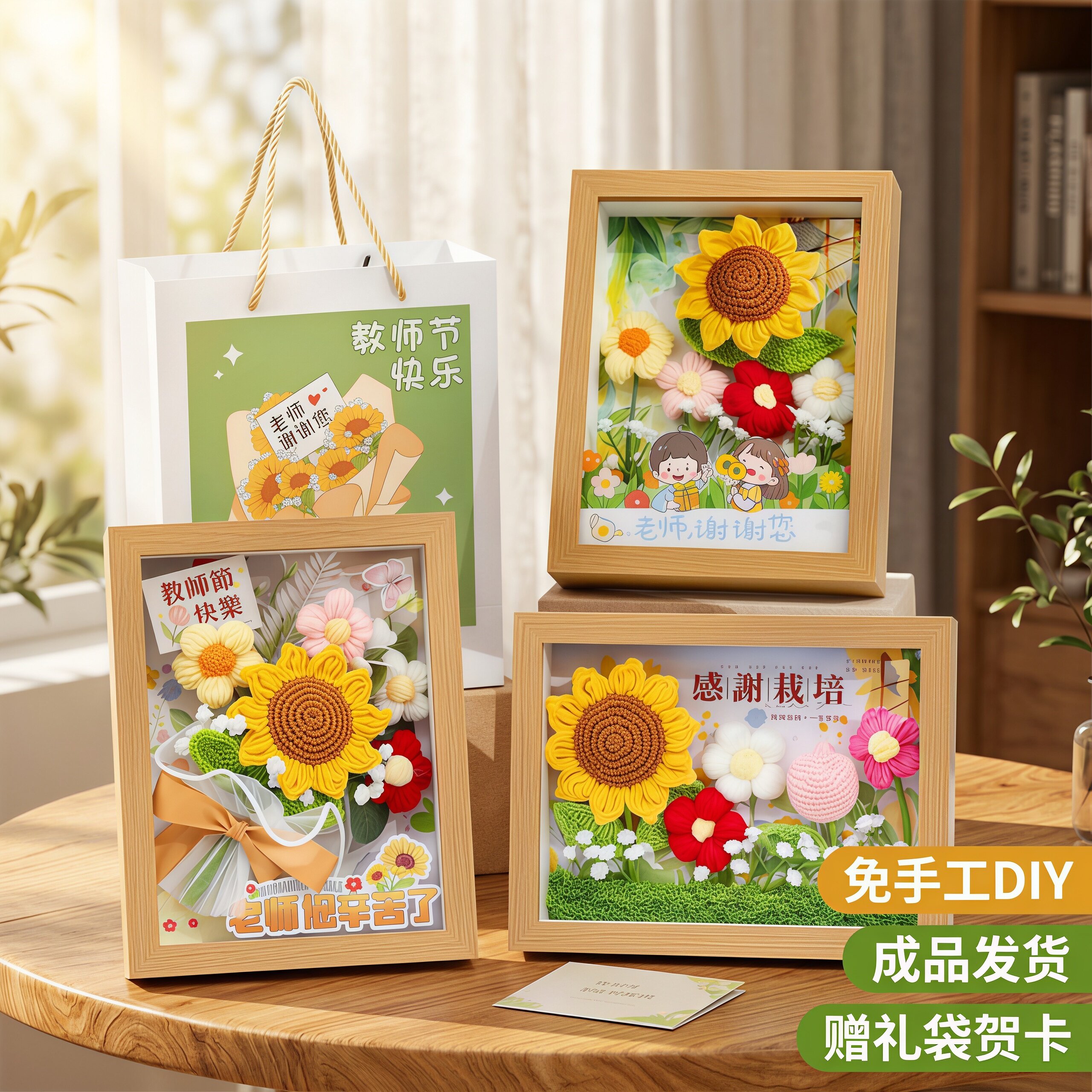 教师节送女老师创意珍珠画手工diy钻石绣摆件带相框毕业谢师礼物图片