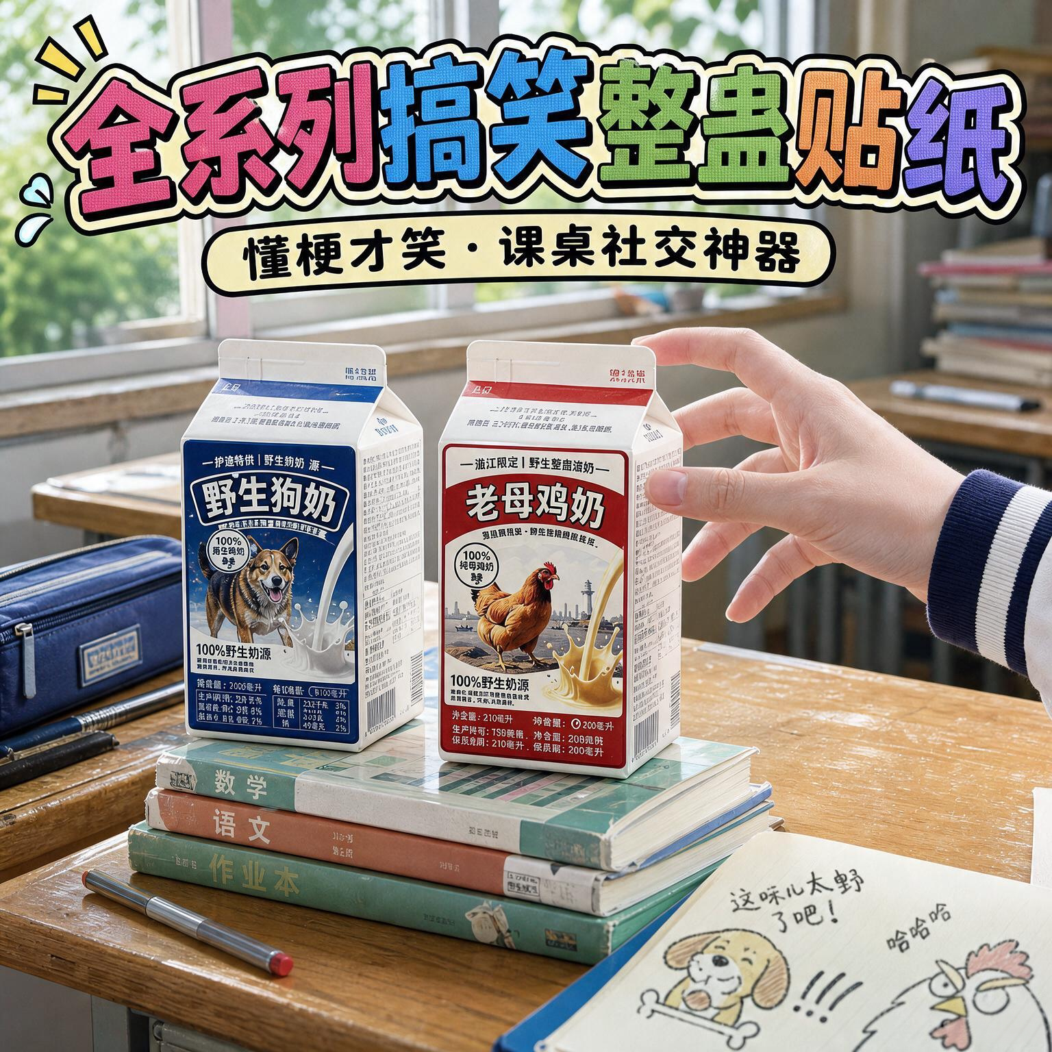 奥西特供野生狗奶尿母鸡奶解压玩具贴纸抽象整蛊恶搞道具小玩意女
