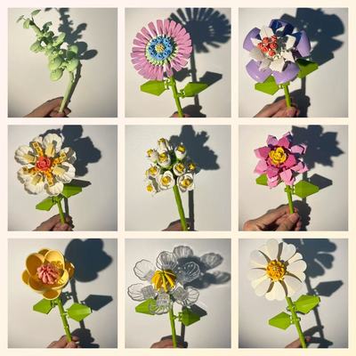 2025新款积木花单支拼装花手工花束永不凋谢表白礼物神器送女友