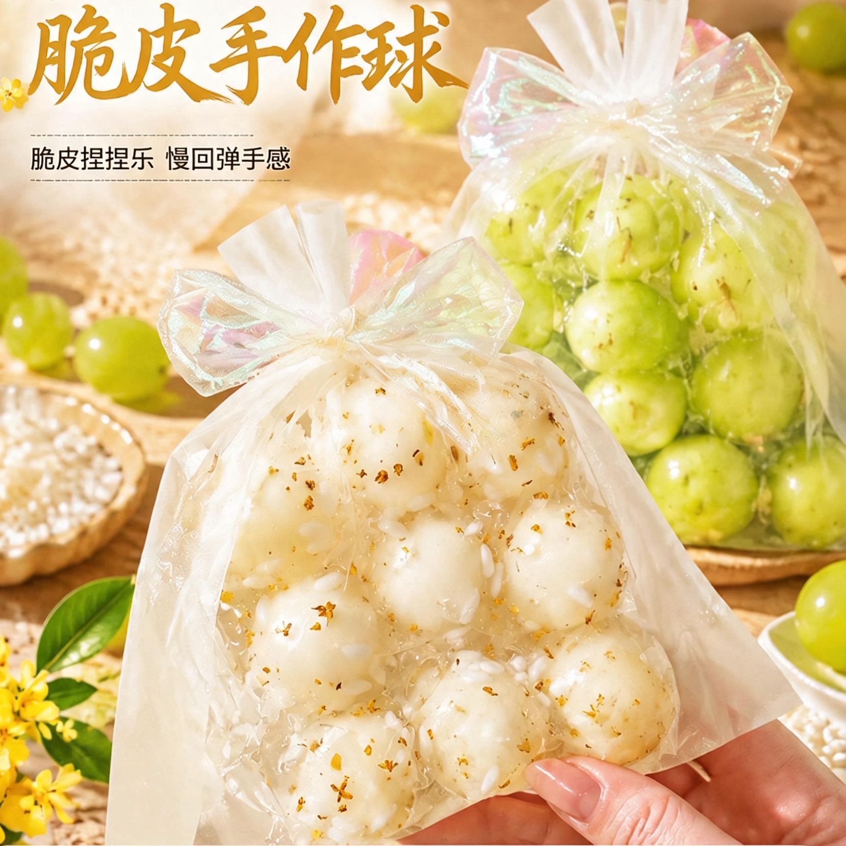 脆皮手作球捏捏乐桂花蜜桃解压减压神器蜡皮填充物手工制作创意DI