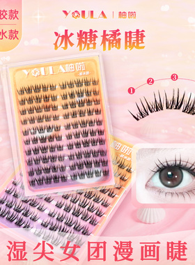 YOULA/柚啦冰糖橘假睫毛新款眼睫毛自然仿真女上镜新手分段式