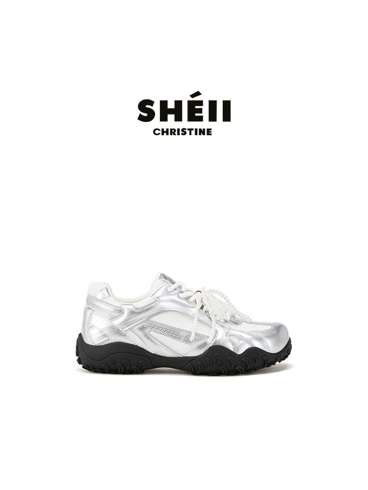 Sheii Su Yinyin Thick-Soled German Training Shoes for Women 2026 New Model Crescent Sole Lace-Up Casual Shoes with Height Increase