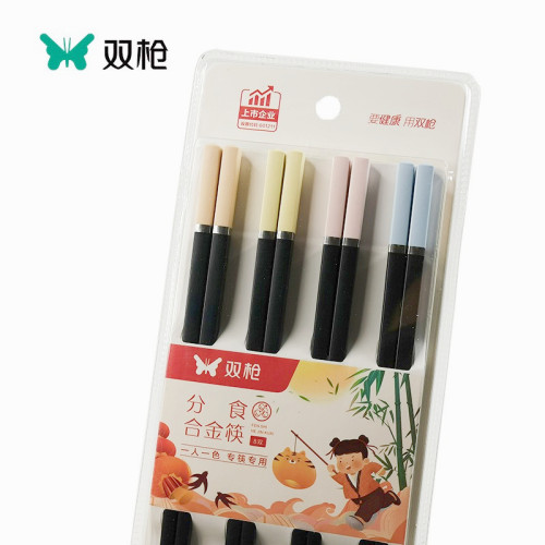 双枪筷子合金防霉筷子分食分色筷