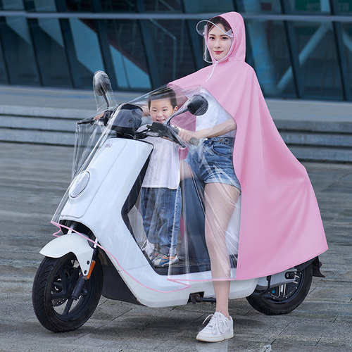 双人电动车亲子防暴雨加厚雨披加大加厚全身