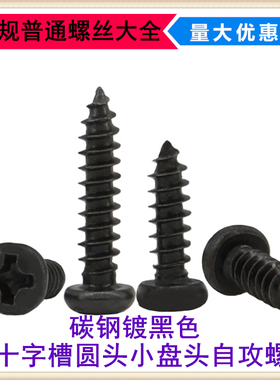 GB845-C型PA黑色十字槽圆头自攻螺丝M4*6*22*28*60小盘头自攻螺钉