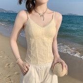 蕾丝不卷边吊带背心女内搭带胸垫上衣性感外穿美背内衣一体抹胸夏