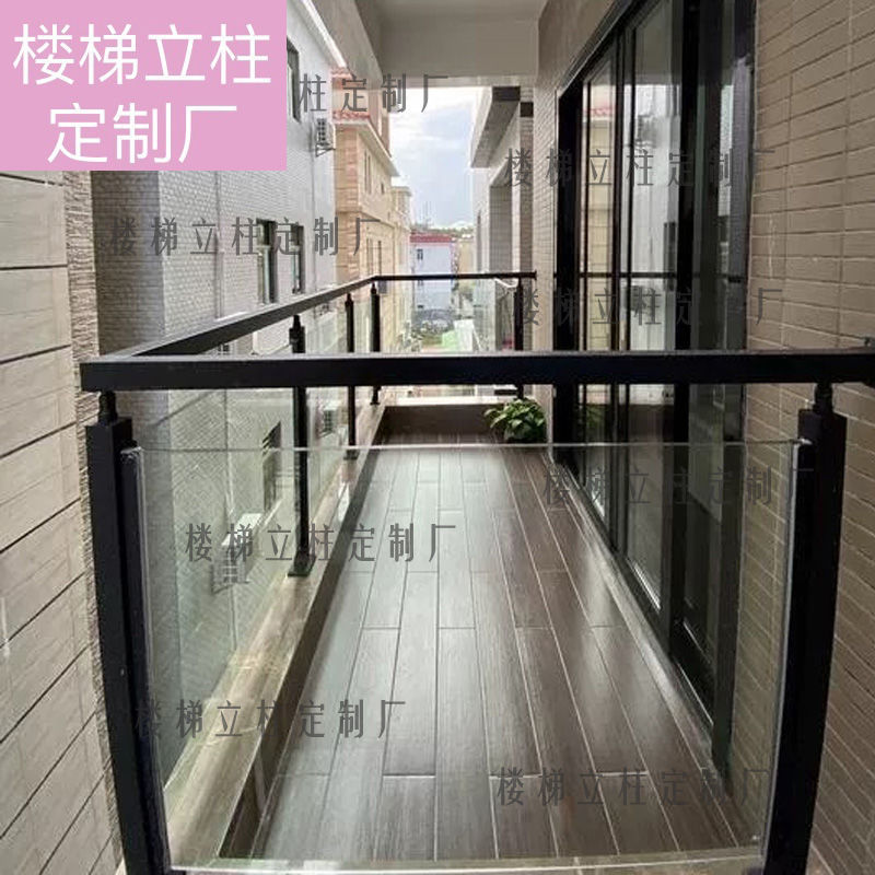 304不锈钢楼梯立柱定制厂扶手阁楼阳台围墙别墅栏杆玻璃免开孔