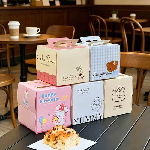 4寸迷你生日蛋糕盒子儿童手提加高3三四寸慕斯西点甜品蛋糕包装盒