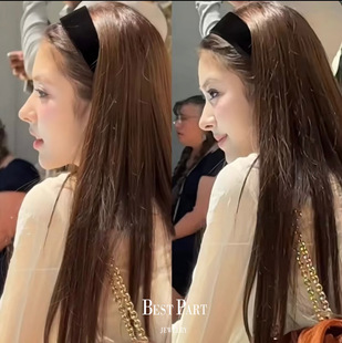 田中杏奈anna同款 日常外戴高颅顶头箍 黑色丝绒宽边发箍女2025新款