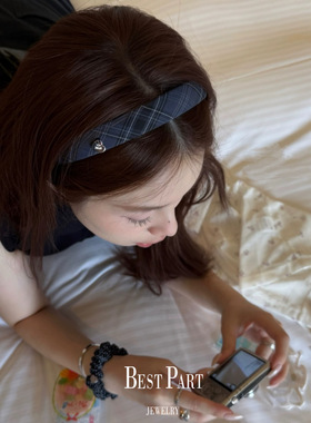 新款小清新JK格纹少女甜美可爱发箍洗脸百搭外出防滑头箍网红发卡