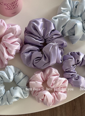 奶油系枕头发圈质感哑光缎面大肠圈蓬蓬海绵发绳头绳高级感发饰女