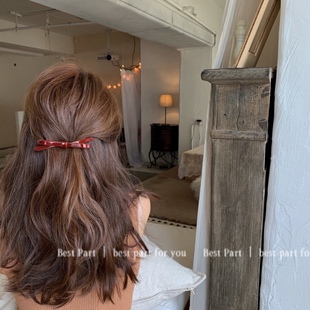 韩国蝴蝶结发夹网红醋酸一字发卡后脑勺弹簧夹高级感刘海夹发饰女