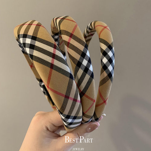 经典复古格纹海绵发箍法式优雅秋冬女百搭外出宽边头箍韩国甜美