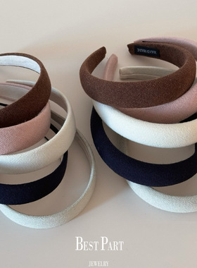 甜美海绵高颅顶发箍日常外出洗脸头箍女高级感法式针织宽边发卡