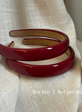 bestpart显白漆皮正红高饱和皮面酒红色洋气高级感发箍女可爱发饰