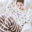 家居服套装 加厚加绒保暖法兰绒春秋冬款 2025新款 珊瑚绒睡衣女冬季