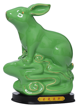 陶瓷绿色十二生肖摆件招财风水