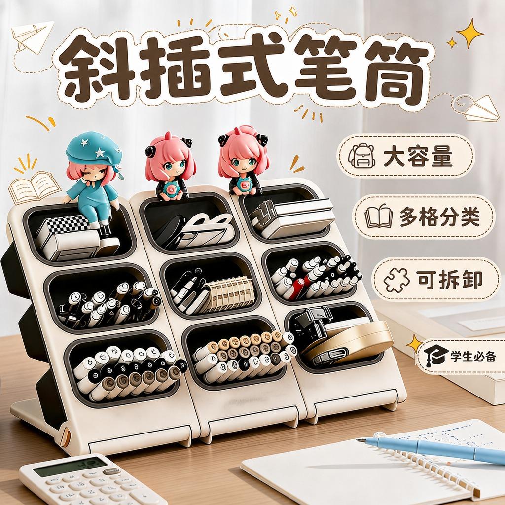 【大容量笔筒】学生书桌收纳神器图片