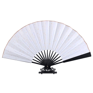 空白扇子折扇定制宣纸扇面白色白洒金书法diy绘画扇纸扇折叠男古风中国风夏天来图定做logo印刷广告扇男生夏
