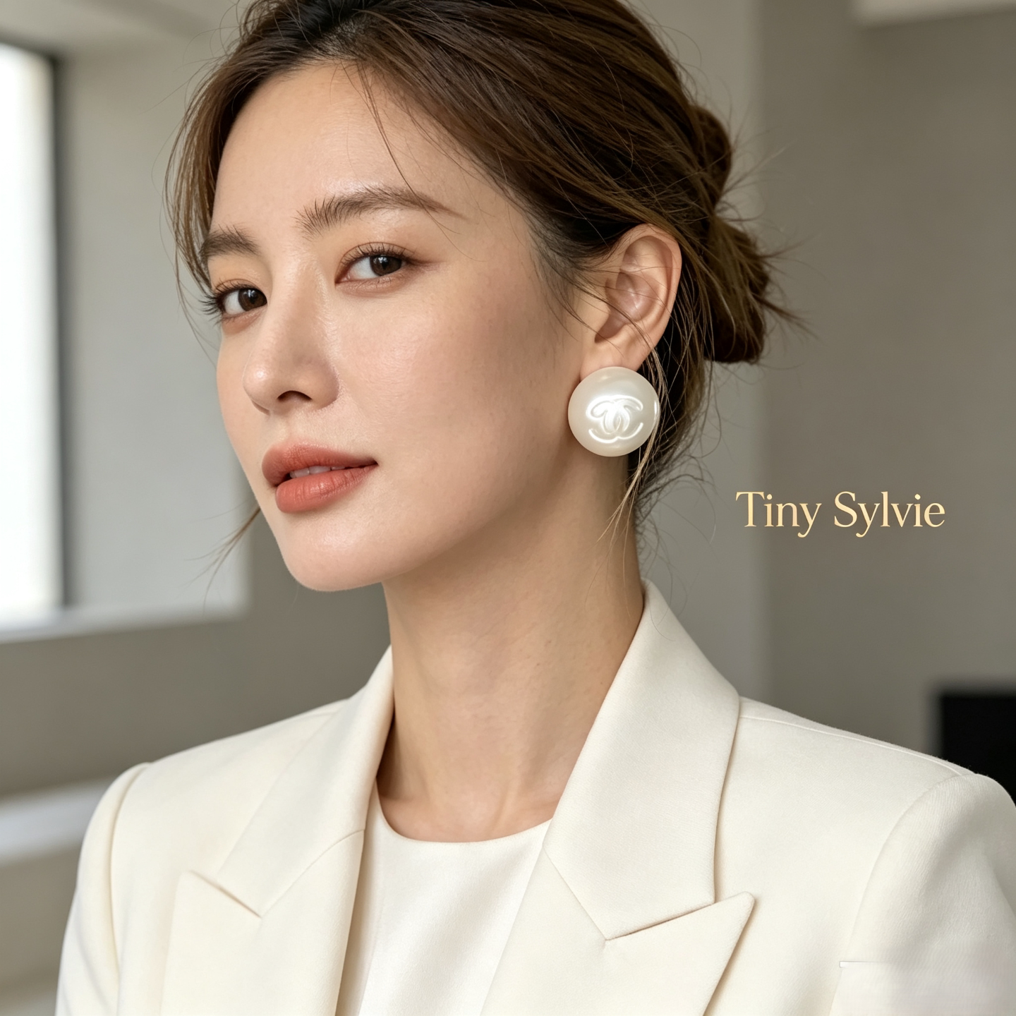 Tiny Sylvie双C异形半圆球奶树脂耳钉夸张大耳钉女小众独特耳饰