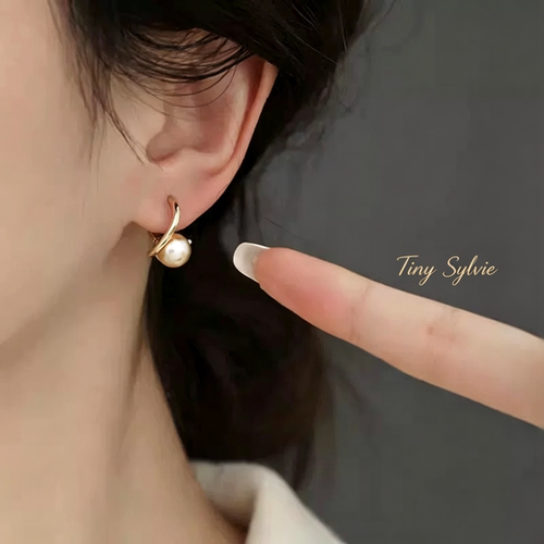 TinySylvie法式珍珠银耳钉