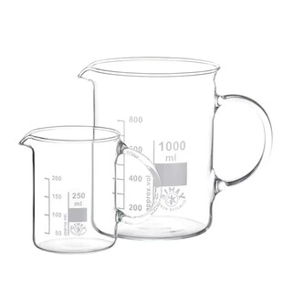进口带把手玻璃烧杯 Kavalier实验室刻度玻璃量杯 硼硅酸玻璃低型量杯 玻璃手柄分量杯分装杯