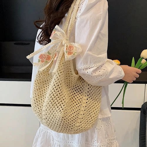 单肩包女休闲大容量编织包新款