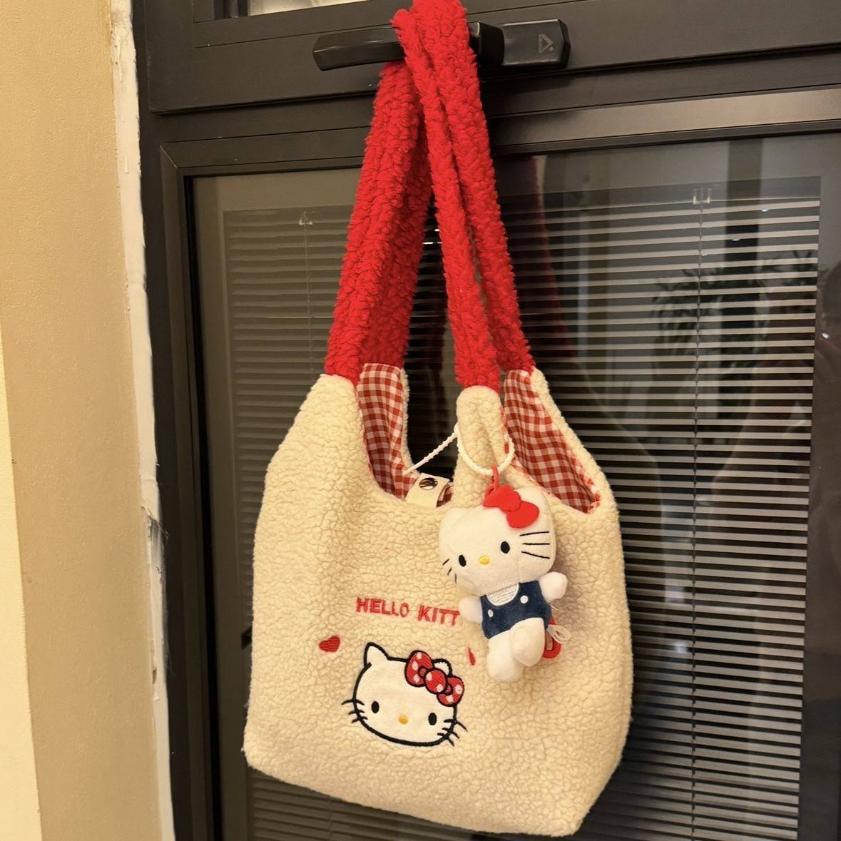 冬日暖呼呼羊羔毛拼接单肩包大托特包毛毛手提包可爱kitty 刺绣包,箱包皮具/热销女包/男包,托特包,淘宝优惠券,粉丝福利购,淘宝优惠卷