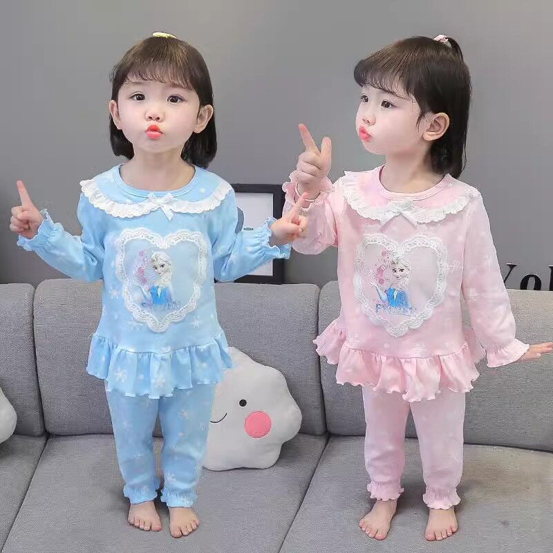 女童爱莎公主长袖家居服两件套装
