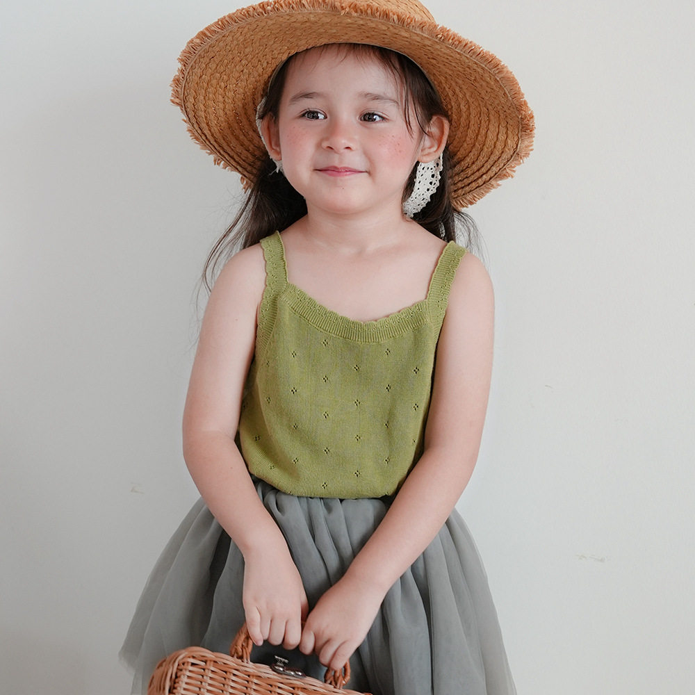 女童吊带镂空针织背心2026夏薄款棉洋气宝宝搭配tutu裙T恤打底衫8