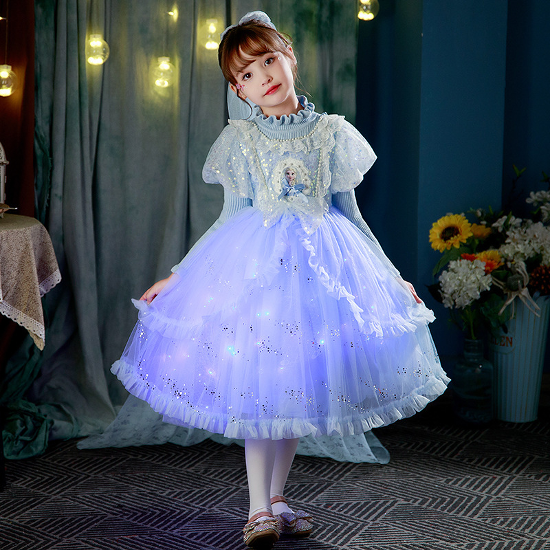 女童连衣裙爱莎公主秋冬季礼服裙