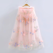 女儿童汉服公主网纱披风仙女中国民族风刺绣复古装 扮长斗篷 表演装