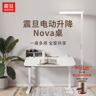 震旦电动升降桌智能电脑桌实木学习桌家用工作台双电机电竞书桌子