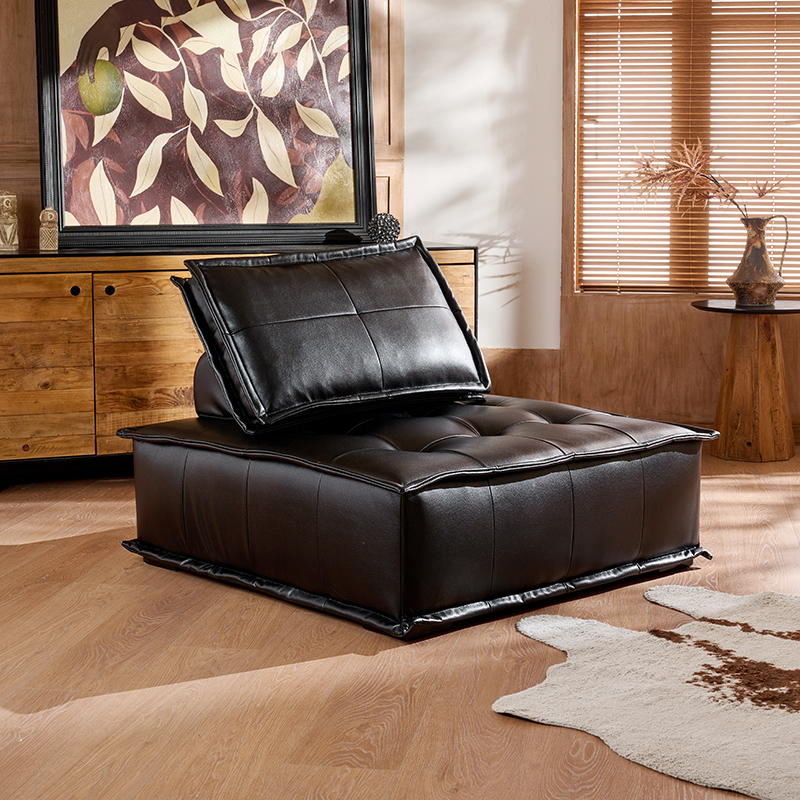 北欧皮埃蒙特沙发小户型客厅简约豆腐块布艺模块组合真皮黑色方块