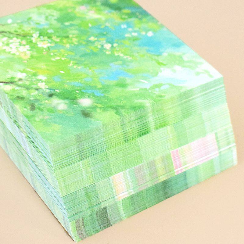 绿色水彩花卉千纸鹤折纸正方形儿童创意手工折叠小鸟专用彩纸双面