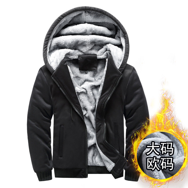 欧美大码新款2023新款男式卫衣连帽秋冬装男韩版运动加绒加厚欧