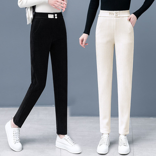 米白色哈伦裤 雪尼尔加绒小脚裤 显瘦休闲萝卜裤 2025新款 女外穿冬季