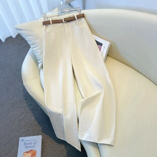 高腰今年流行九分直筒裤 广州新塘白色牛仔阔腿裤 女早秋2026年新款