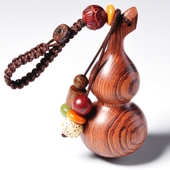 高档绳钥匙挂葫芦挂男女个性 小车挂创意汽车饰紫檀扣木手工S编织l