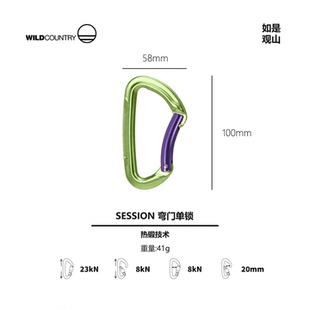 D型锁WILDCOUNTRY攀岩登山单锁SESSIONSTRAIGHTGATE直门快挂锁