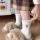 毛绒睡眠居家地板袜澳绒可爱袜子女秋冬珊瑚绒加绒加厚月子中筒袜