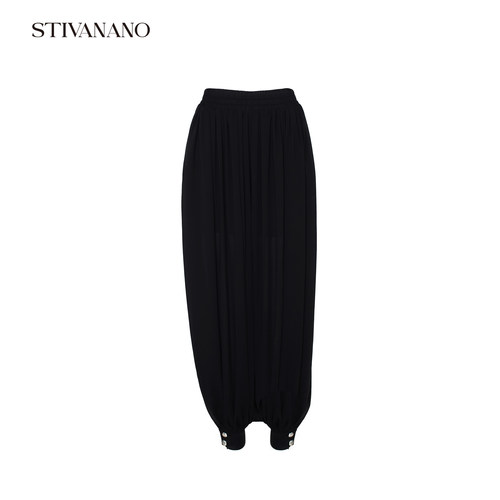 Stivanano褶皱束踝雪纺哈伦裤