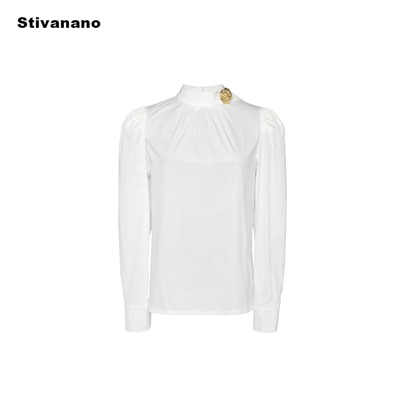 Stivanano衬衫褶皱衬衫金属扣