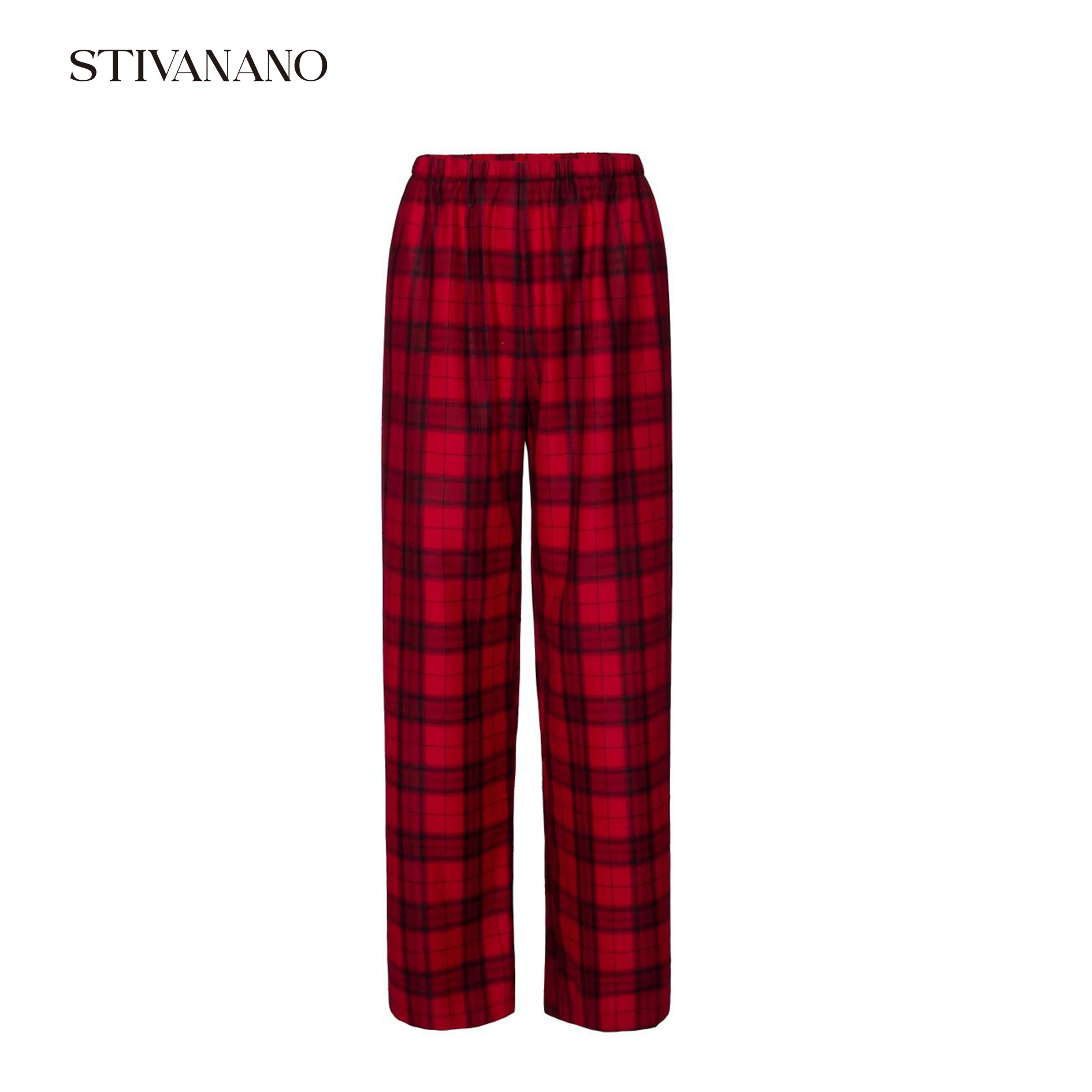 Stivanano 复古格纹直筒裤