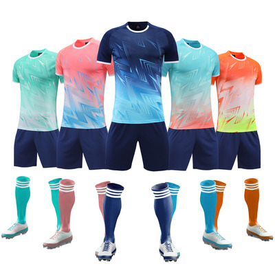 现货足球服儿童男夏比赛运动队服印字印号短袖套装小学生足球衣服